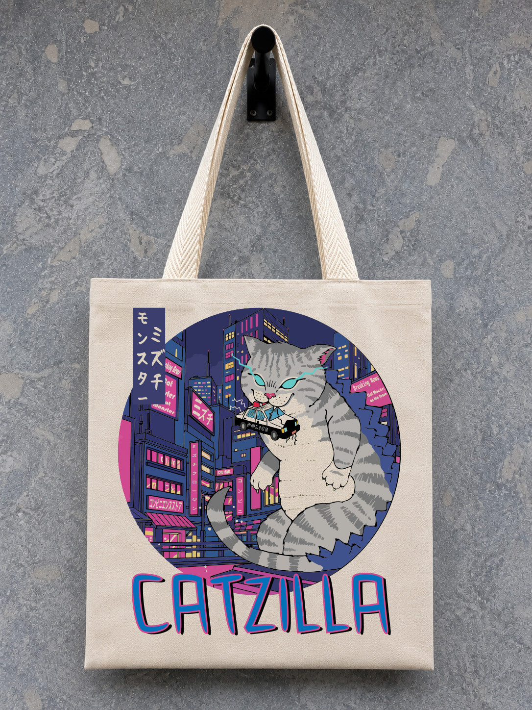 Catzilla Tokyo Canvas Tote Bag