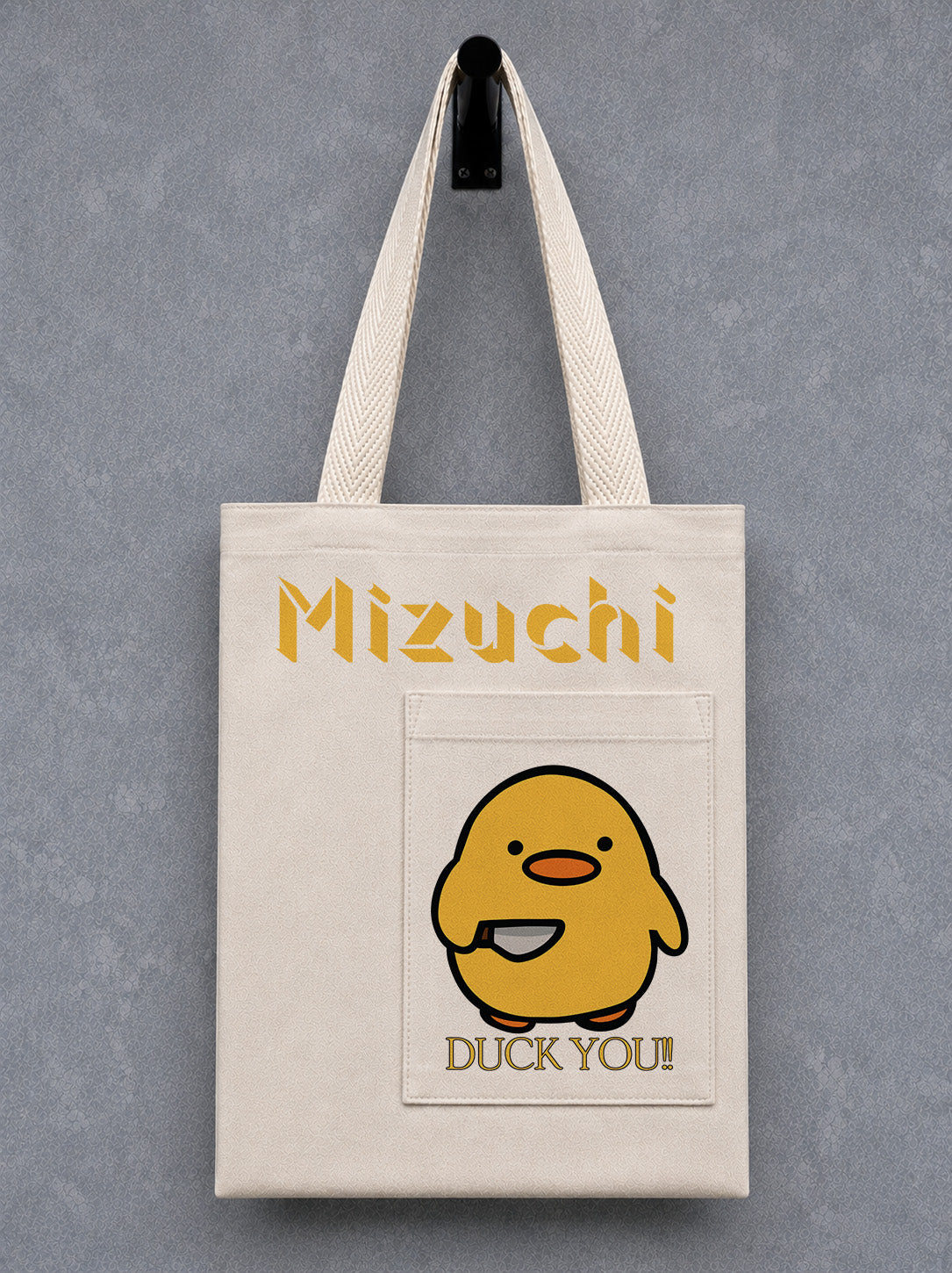 Mizuchi Duck You Pocket Canvas Tote Bag