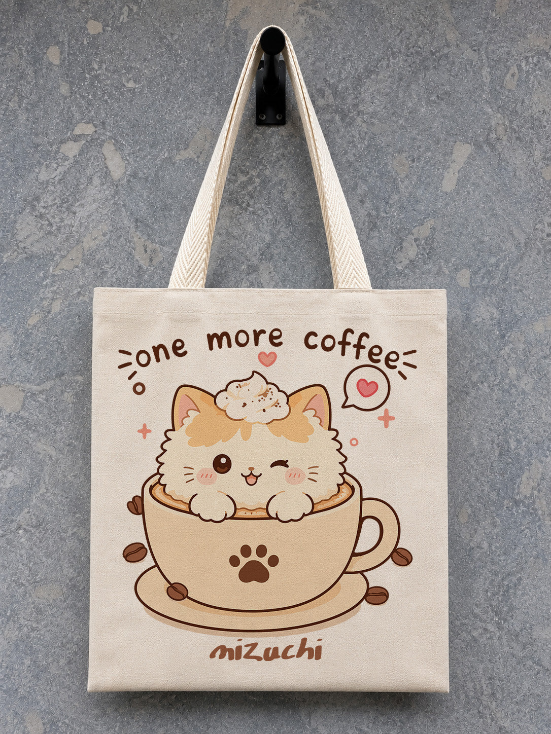 One More Coffee Cat Canvas Tote Bag