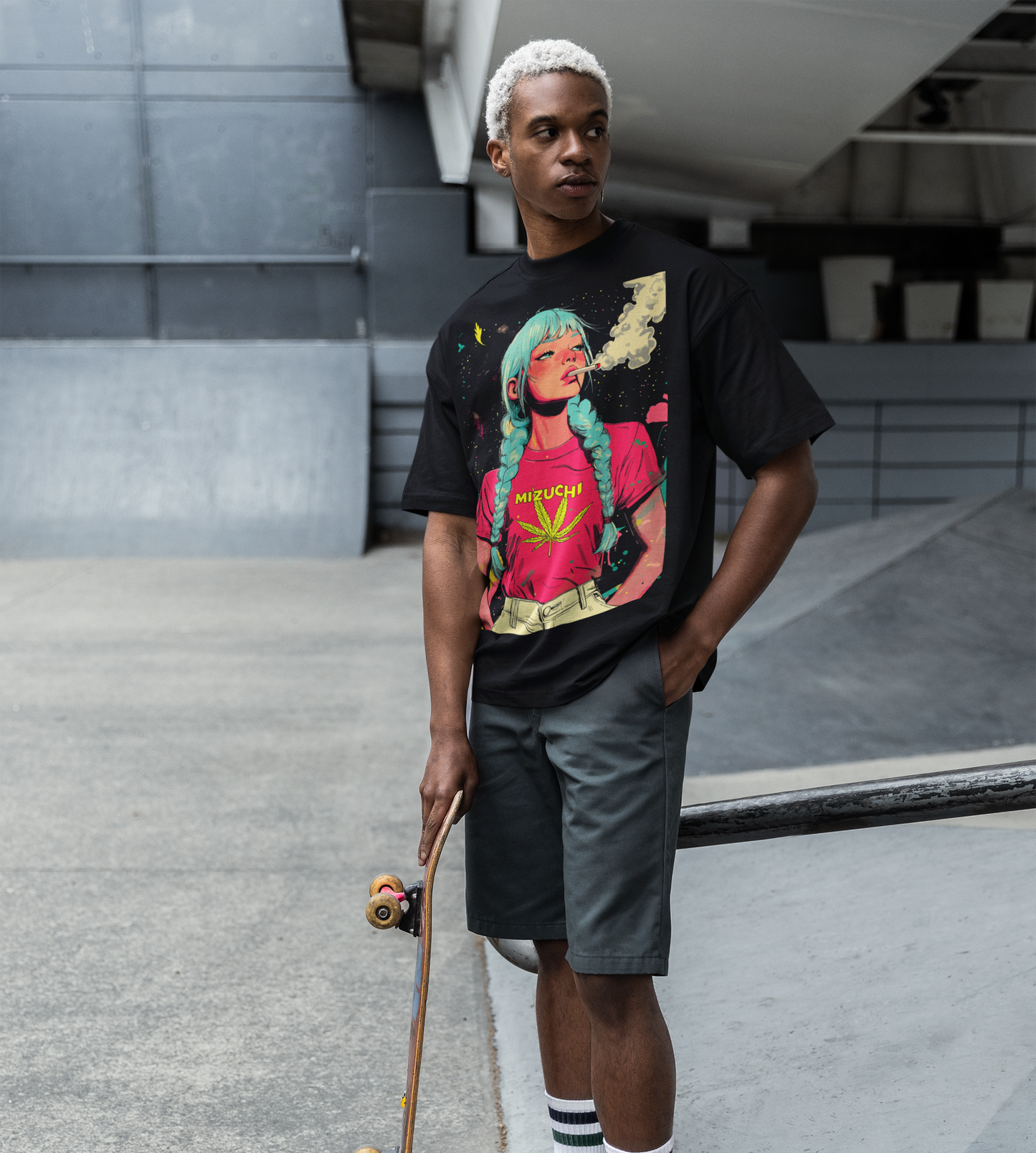 Nightvision Series Cosmic Smoke tee, celestial artwork, premium cotton, oversized.