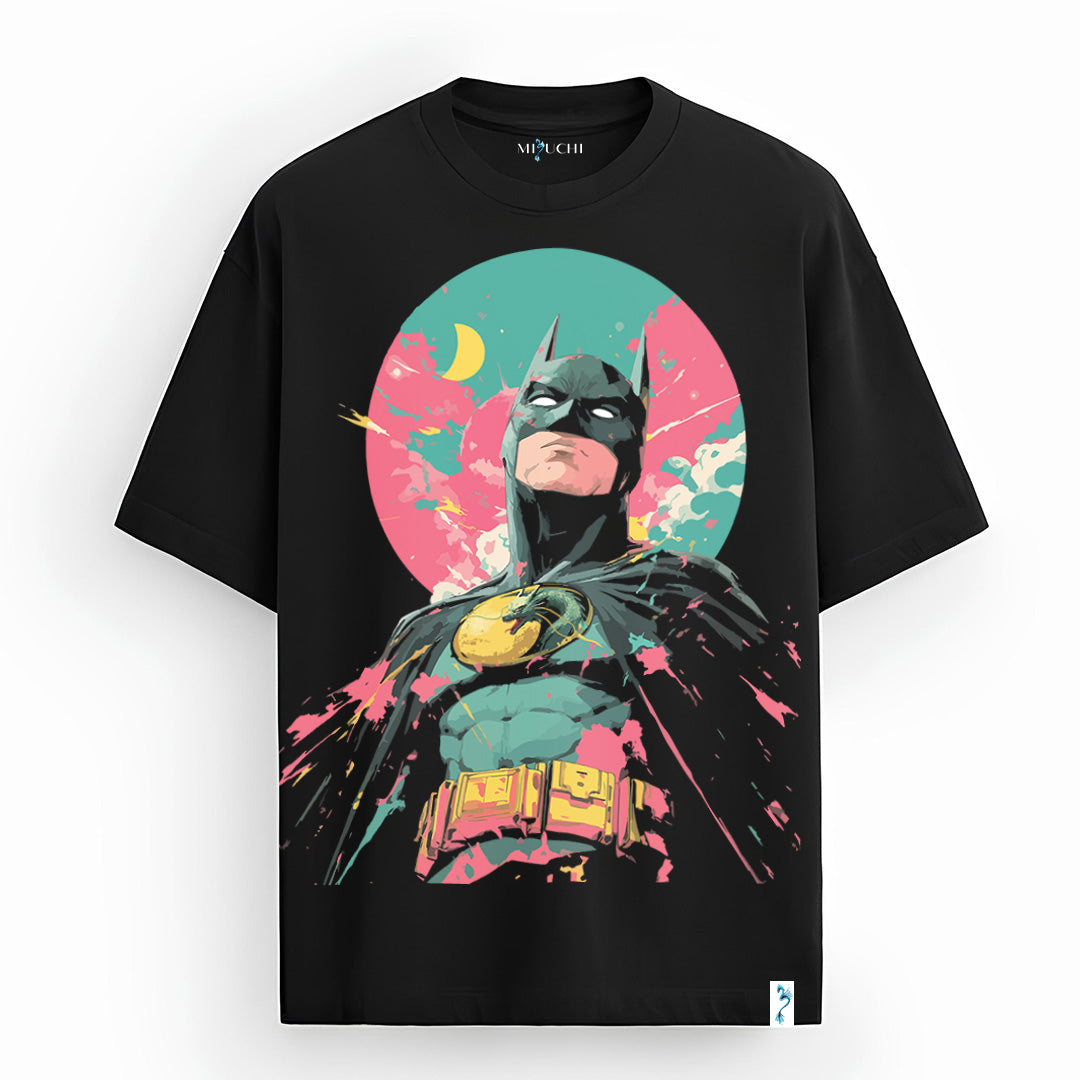 Dragon Man oversized Japanese streetwear T-shirt, dragon hero, cosmic art, Mizuchi Nightvision Series.