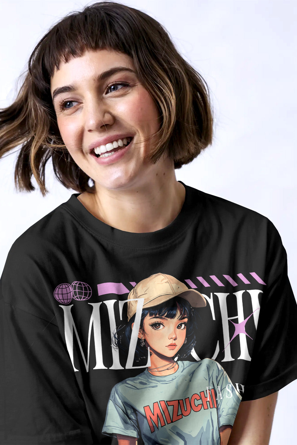 Mizuchi oversized T-shirt showcasing original Japanese streetwear design from the Nightvision Series, high-quality print.