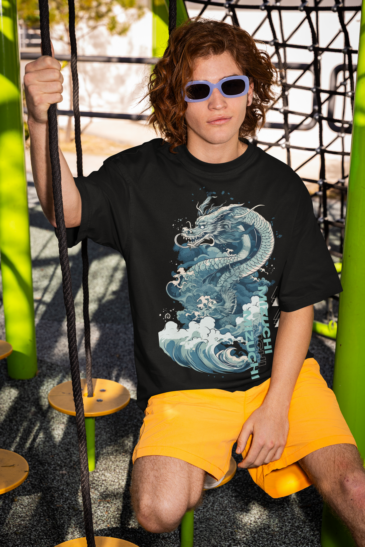 Mizuchi Clothing Nightvision Series Mizuchi Majeste T-shirt, unique regal art, Japanese urban streetwear.