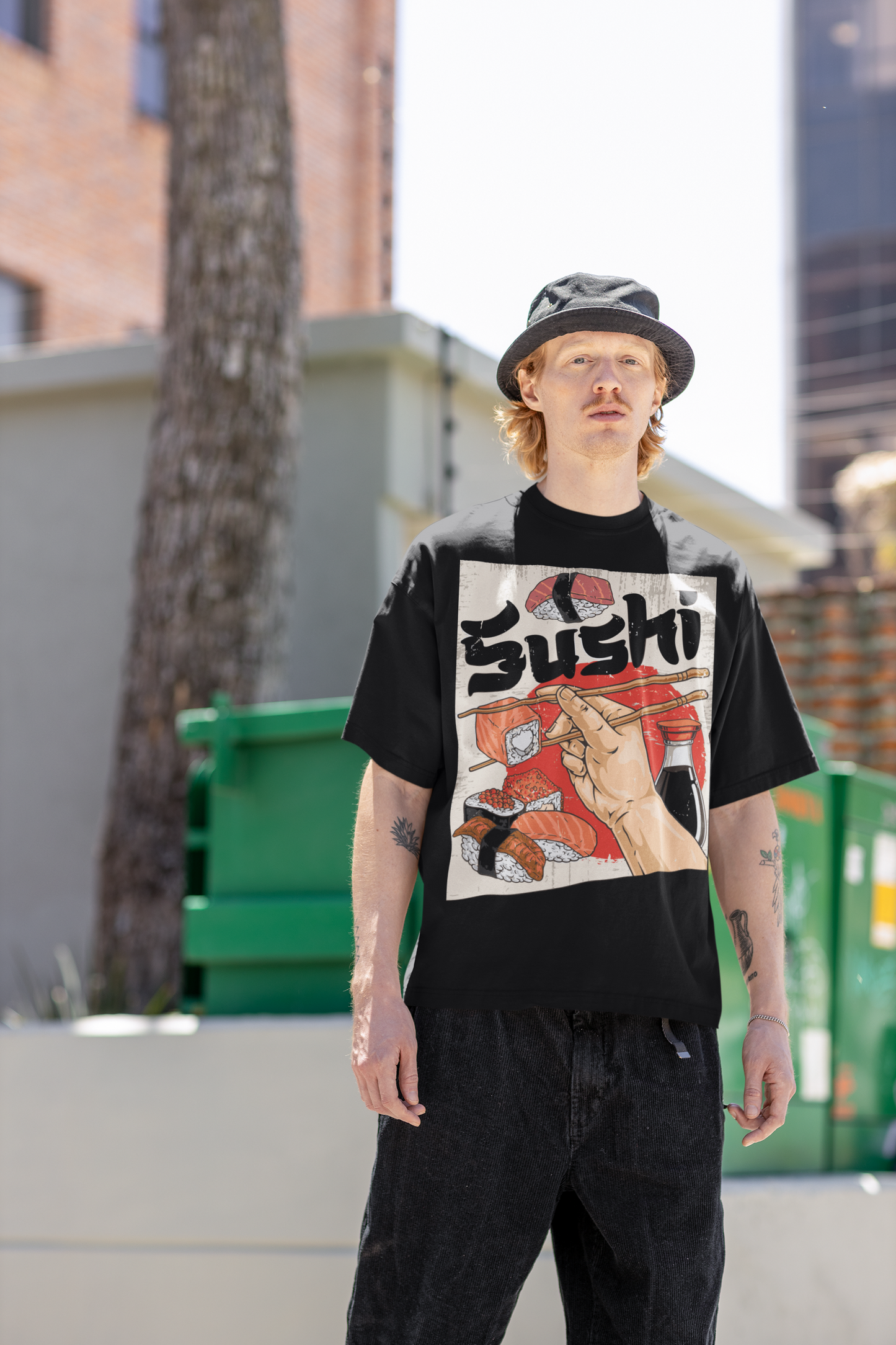 Sushi Street limited edition tee, foodie streetwear, bold Japanese art, Nightvision Series.