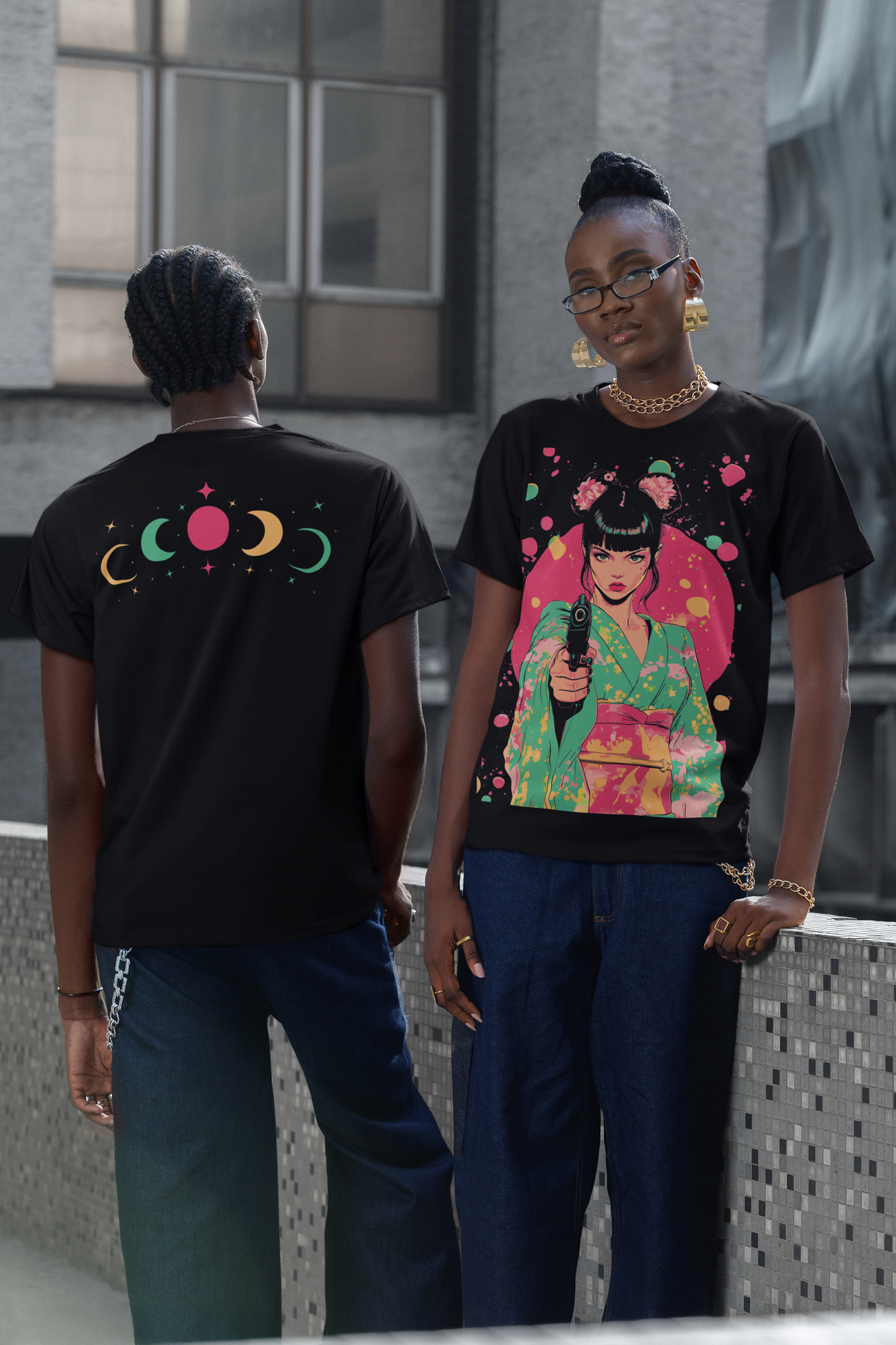 Limited edition Yakuza Blossom tee, kimono girl print, Japanese urban style, Nightvision.