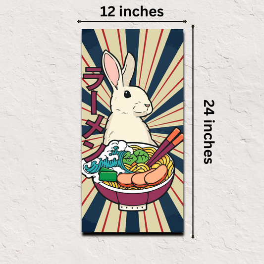 Lucky Rabbit Ramen Japanese Poster – 12x24 Inch (1x2 ft) Anime Art Print