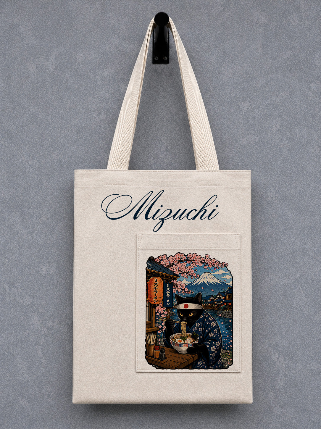 Mizuchi Midnight Ramen Cat Pocket Tote