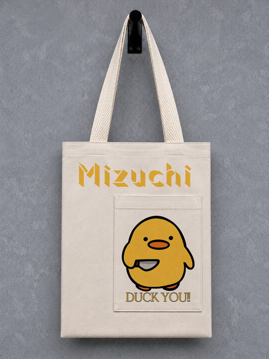 Mizuchi Duck You Pocket Canvas Tote Bag