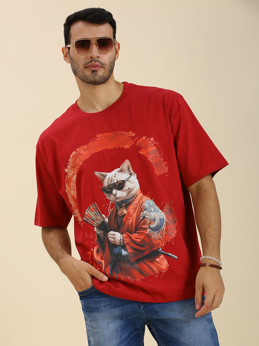 Neko Oyabun (Boss Cat) Luxury Oversized T-Shirt