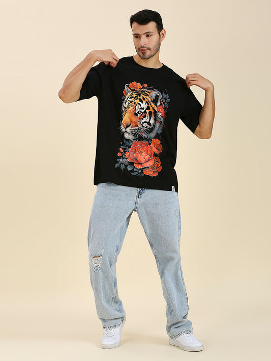 Hana to Tora (Tiger & Roses) Luxury Oversized T-Shirt