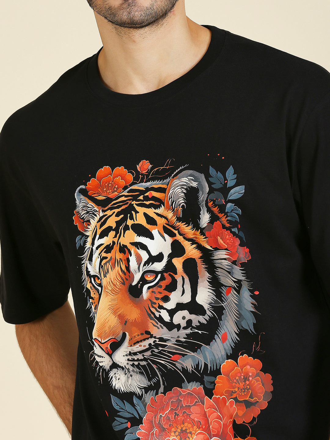 Hana to Tora (Tiger & Roses) Luxury Oversized T-Shirt