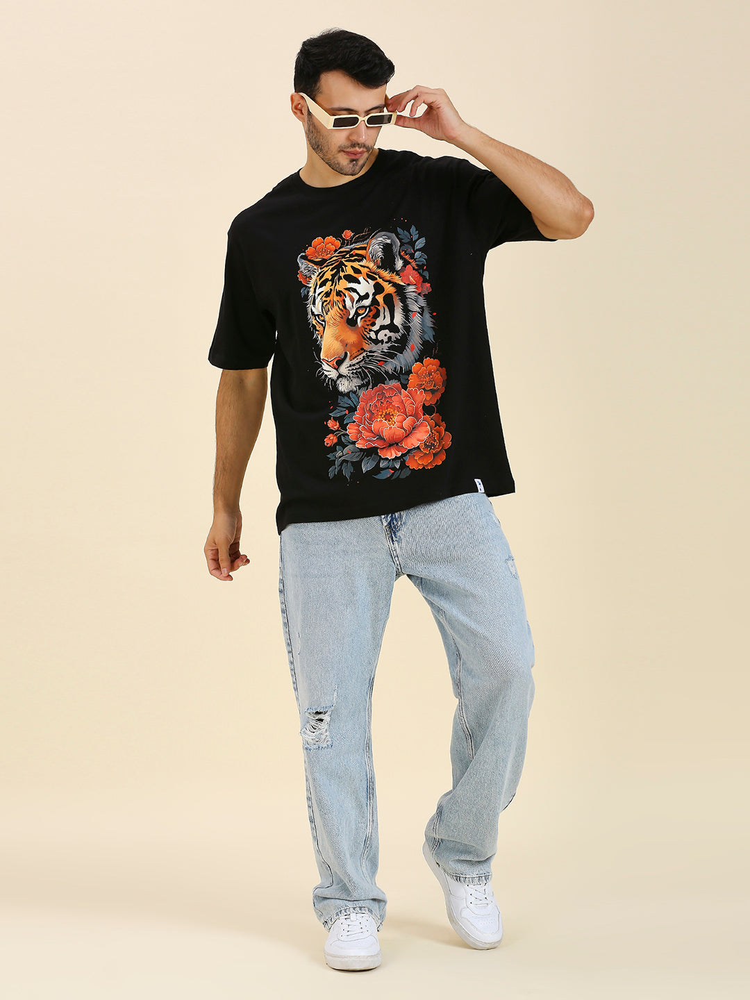 Hana to Tora (Tiger & Roses) Luxury Oversized T-Shirt