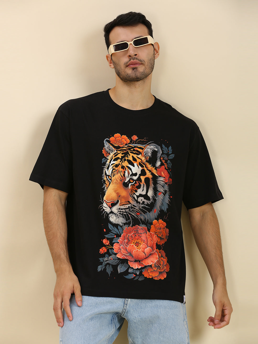 Hana to Tora (Tiger & Roses) Luxury Oversized T-Shirt