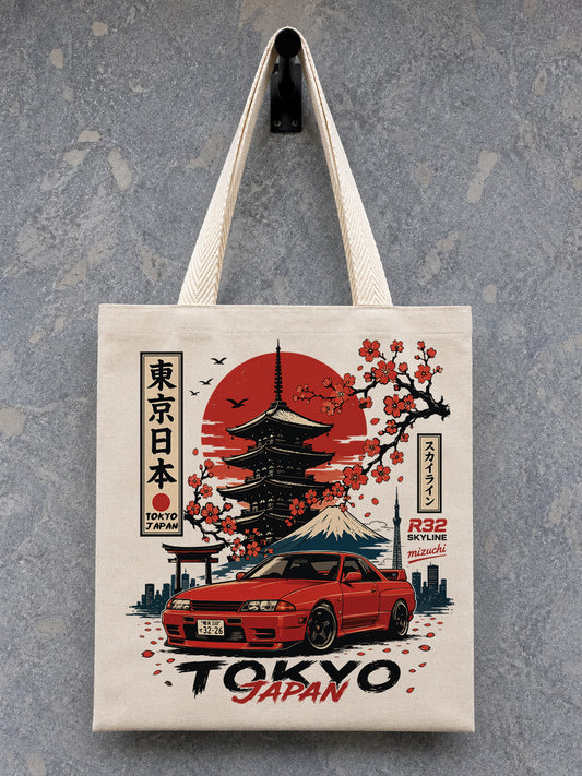 Tokyo Skyline R32 Canvas Tote Bag