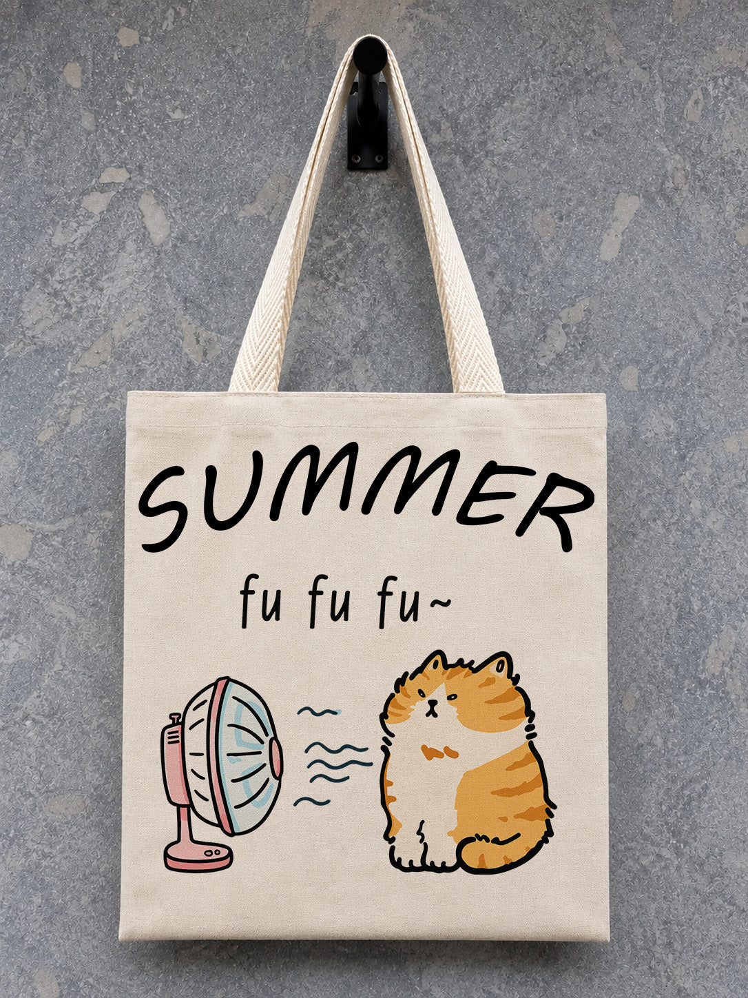 Summer Fu Fu Cat Canvas Tote Bag