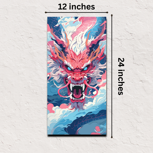 Japanese poster online – Azure Dragon Spirit art print 12x24 inch legendary decor