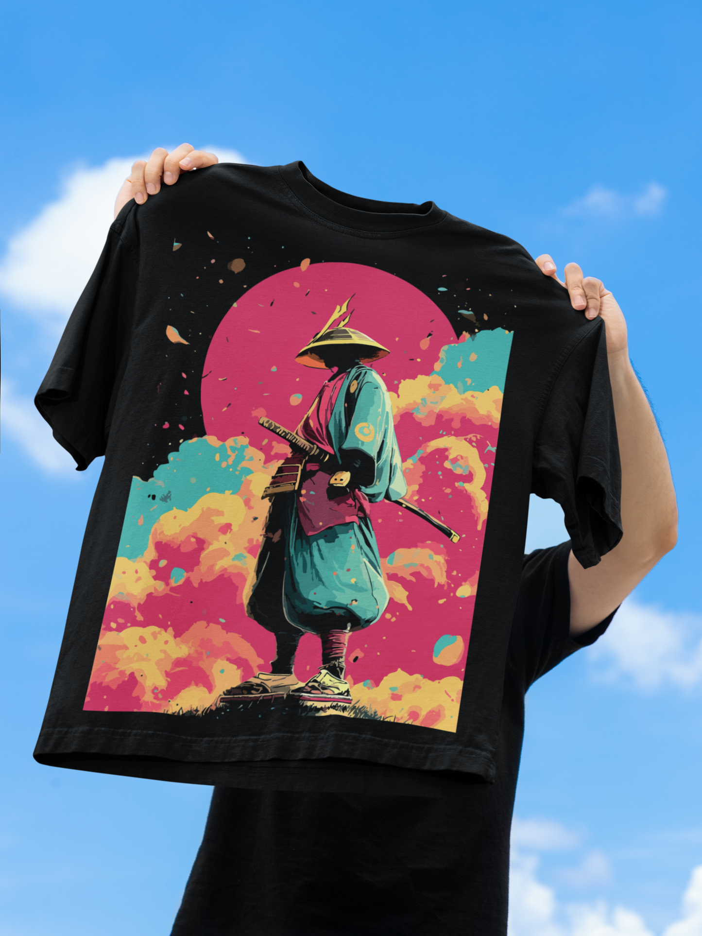 Nightvision Series Cloud Ronin tee, samurai art, oversized fit, urban Japanese T-shirt.