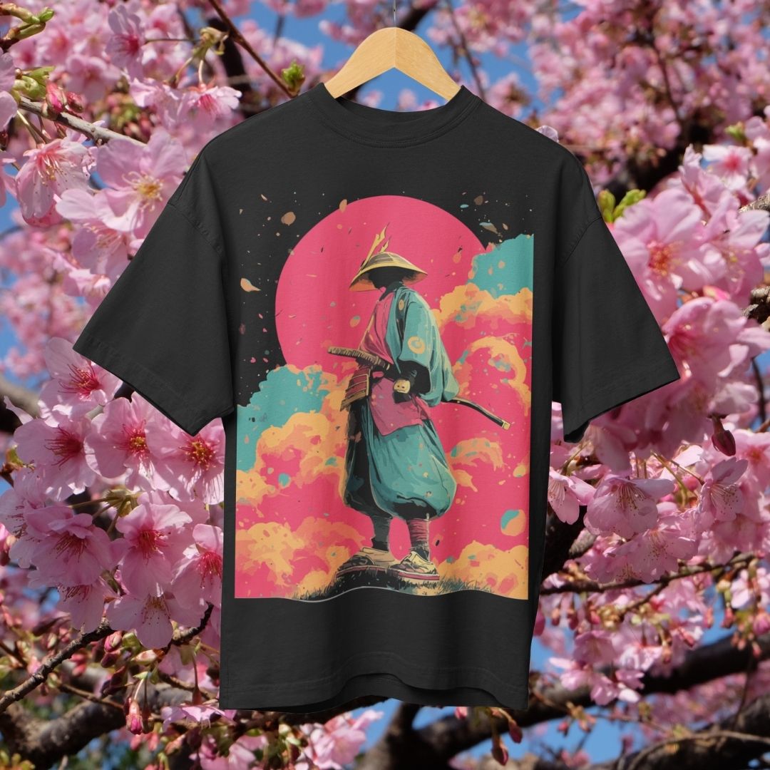 Cloud Ronin oversized T-shirt, bold samurai print, Japanese streetwear, limited edition.