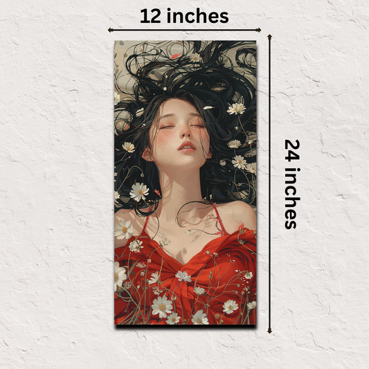 Japanese poster online – Daisy Reverie dreamy art print 12x24 inch floral decor