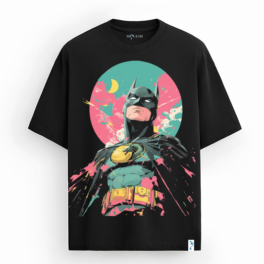 Dragon Man oversized Japanese streetwear T-shirt, dragon hero, cosmic art, Mizuchi Nightvision Series.