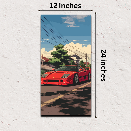 Japanese poster online – F40 Dreamscape supercar art print 12x24 inch decor