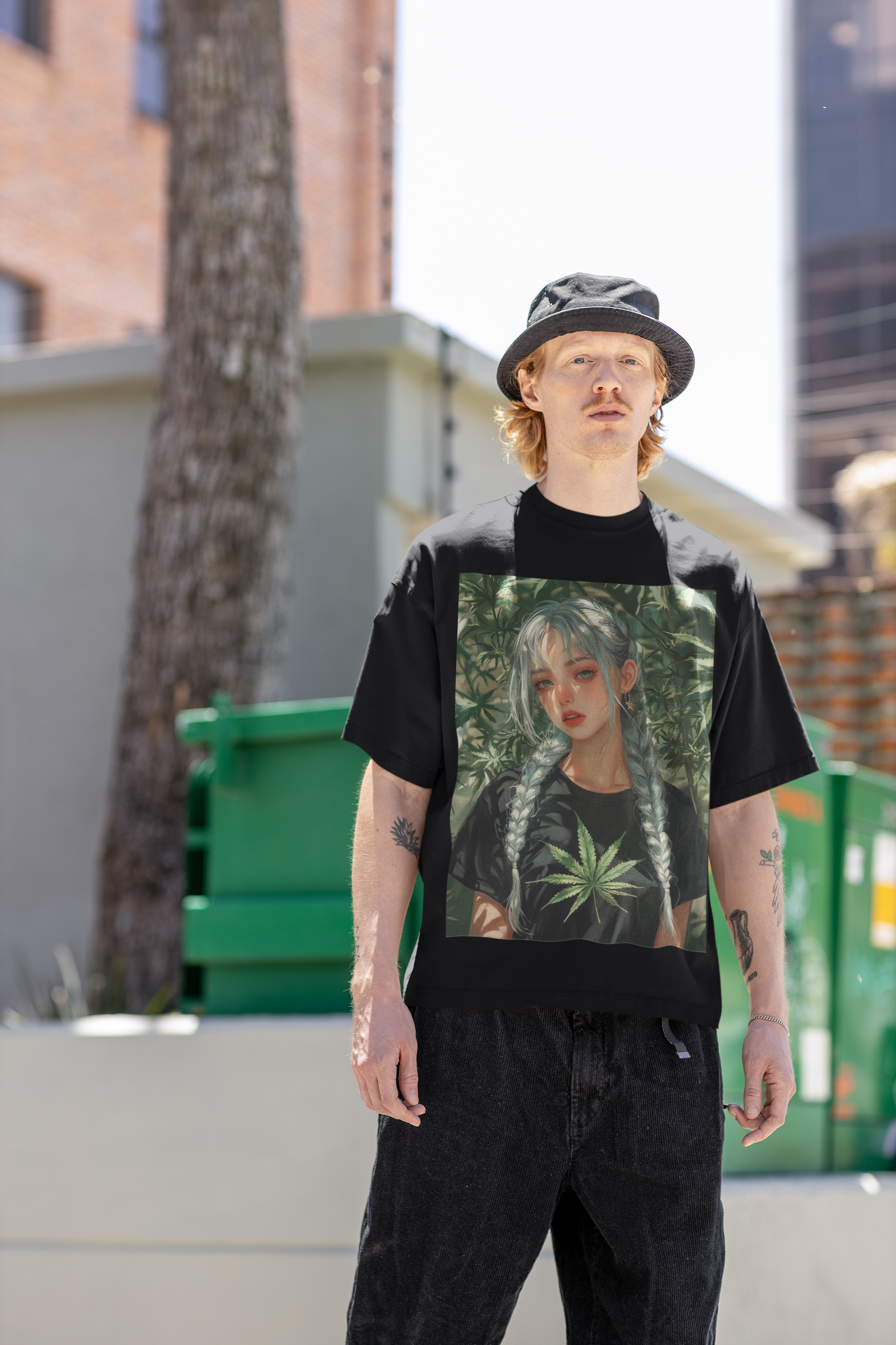 Nightvision Series Marijuana tee, creative vapor art, Mizuchi Clothing, Japanese streetwear.