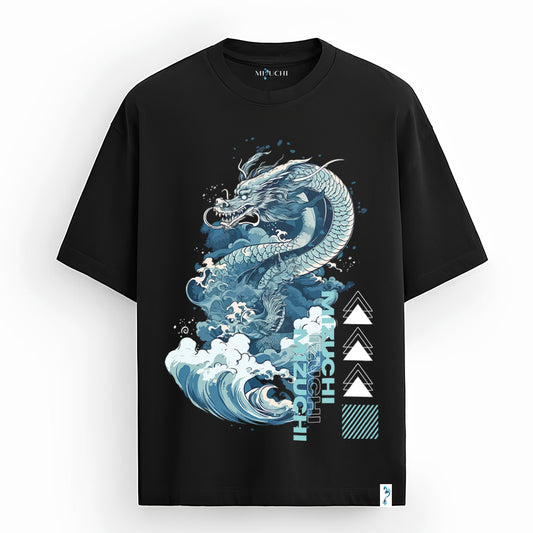 Mizuchi Majeste oversized Japanese streetwear T-shirt, bold royal art, premium cotton, limited Nightvision Series by Mizuchi Clothing.