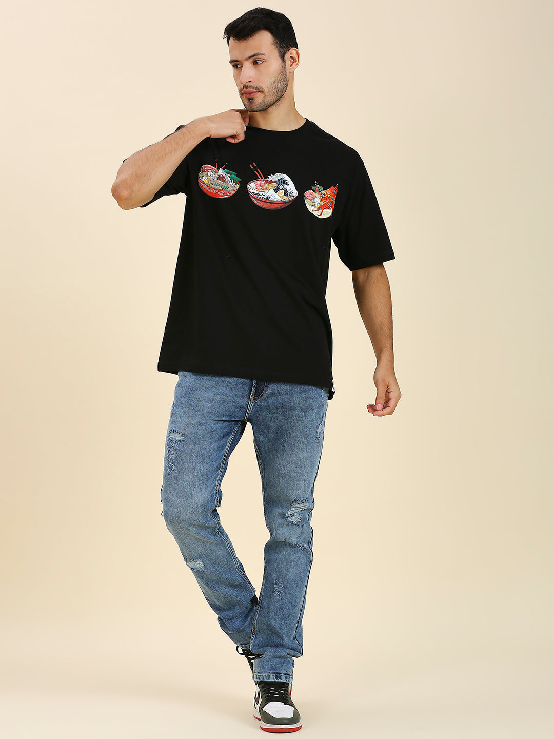 Limited edition Ramen Yume T-shirt, vibrant ramen print, Japanese streetwear staple.