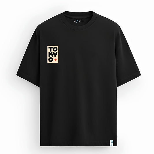 Tokyo Midnight Sushi oversized Japanese streetwear T-shirt, neon city, sushi chef, Mizuchi Nightvision Series.