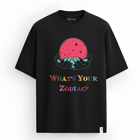 What's Your Zodiac oversized Japanese streetwear T-shirt, anime style zodiac, multicolor, Mizuchi Nightvision Series.